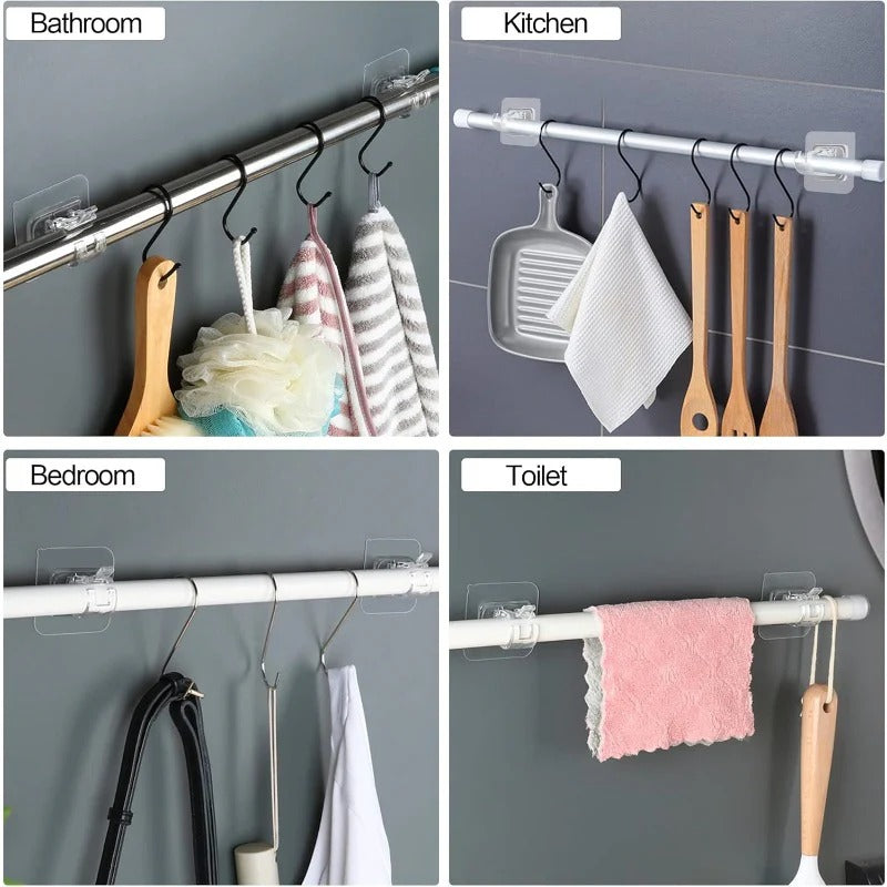 Skanto | Nail-Free Justerbare Gardinstang Braketter Holder – Bor-Fri & Vegg-Sikker