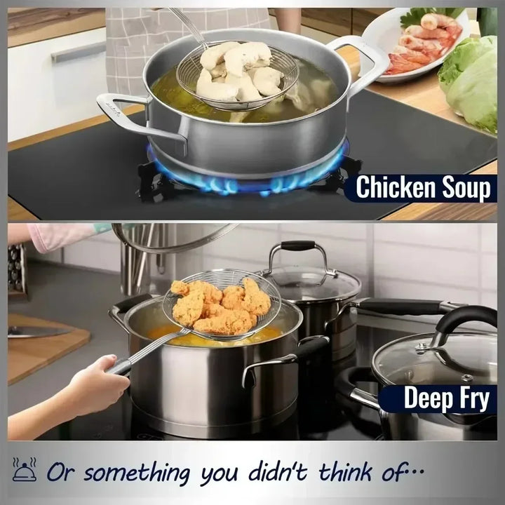 1stk Rustfritt Stål Dobbel Rund Skje for Steking Drenering Siling | Skanto