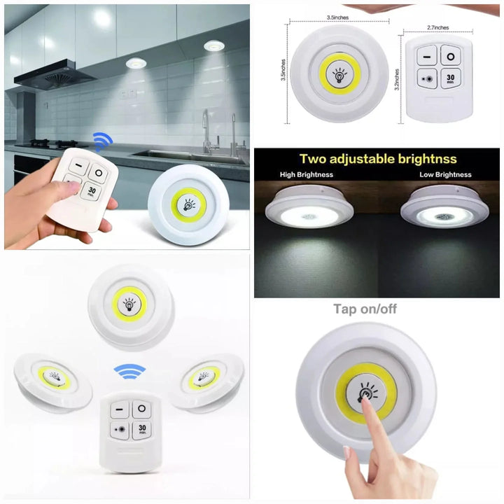 3 stk trådløse LED-lamper kleslys med fjernkontroll Skanto