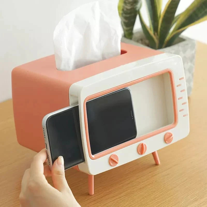Kreativ Tv Tissue Box Holder Med Telefonholder Skanto