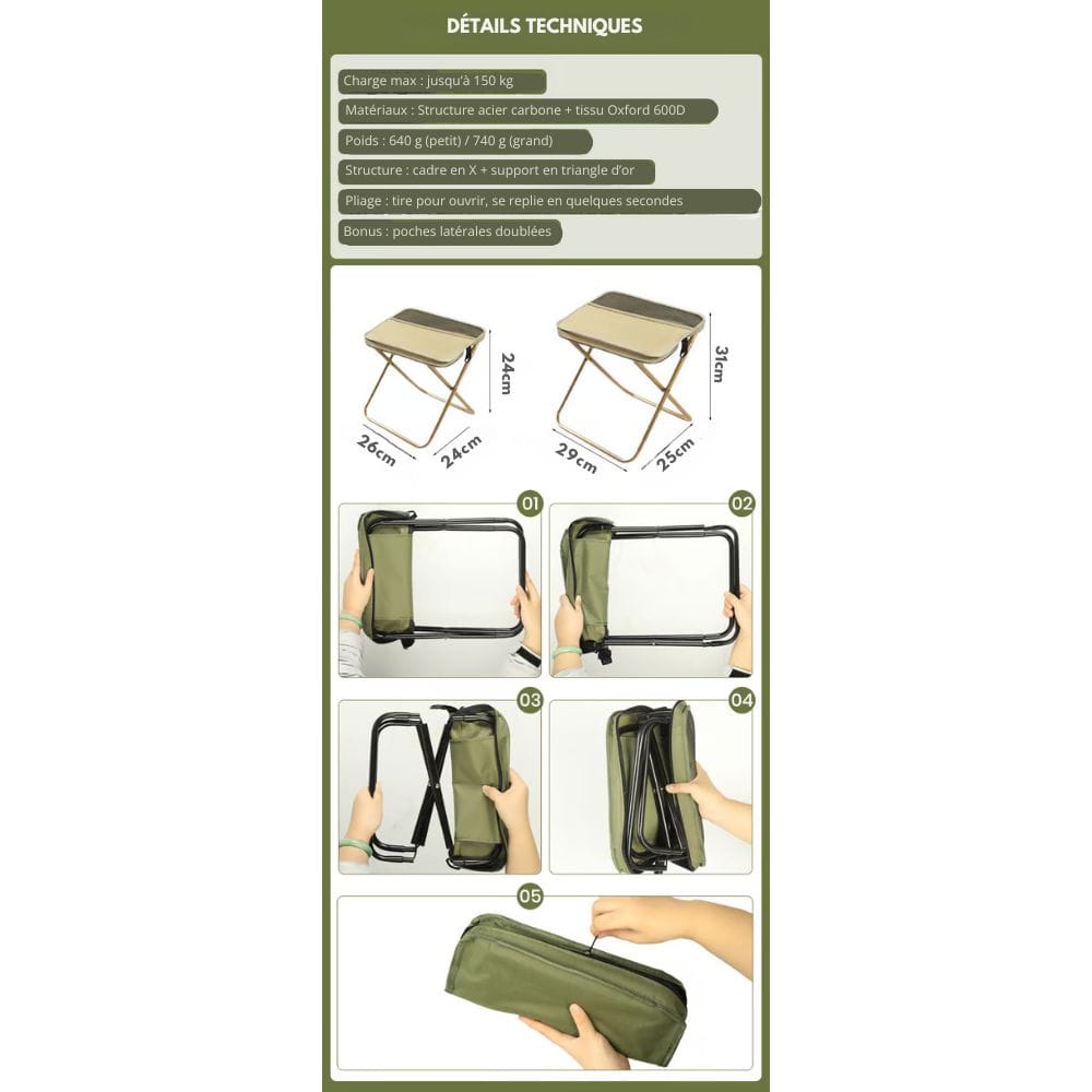 2-i-1-Stuhltasche – Ultraleichter, faltbar ryggsekk med integrert Sitz