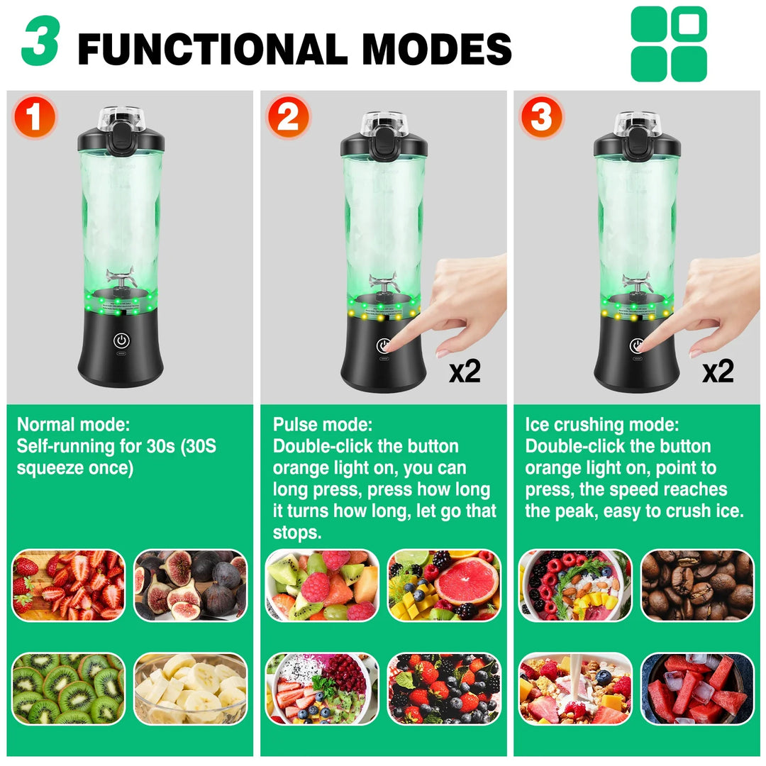 2 i 1 Bærbar Blender Elektrisk Juicepresse og Smoothie Mixer Mini Blender | Skanto