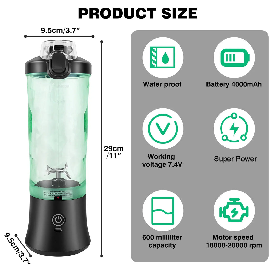 2 i 1 Bærbar Blender Elektrisk Juicepresse og Smoothie Mixer Mini Blender | Skanto