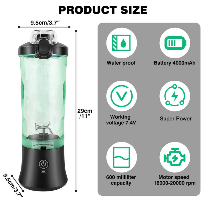2 i 1 Bærbar Blender Elektrisk Juicepresse og Smoothie Mixer Mini Blender | Skanto