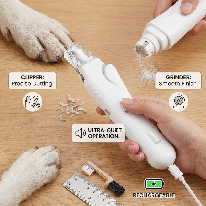 2-i-1 Profesjonell Hund Klipphammer & Slipemaskin – Ultra-Stille & Oppladbar Skanto