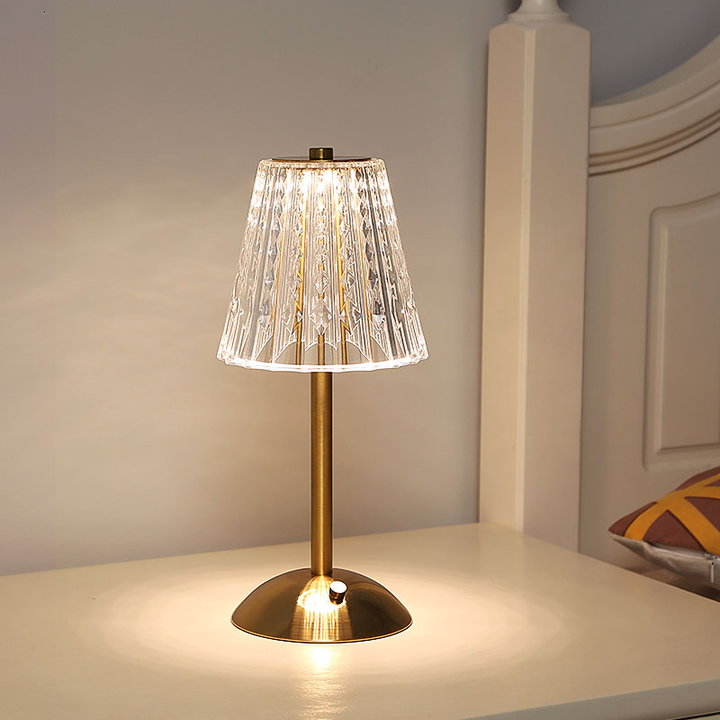 Skanto | Vintage Krystall LED Bordlampe med Justerbar Lysstyrke