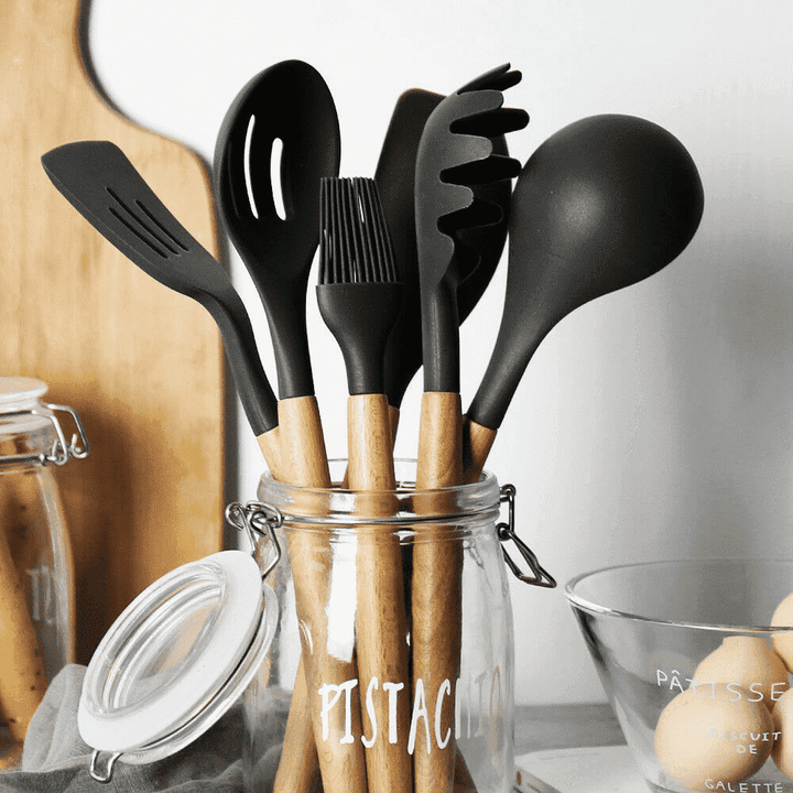 9 Pcs Silikon Kjøkkenredskaper Sett | Skanto