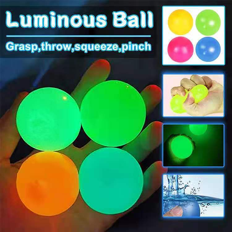 Decompression Glowing Wall Sticking Ball (4 PACK) Skanto