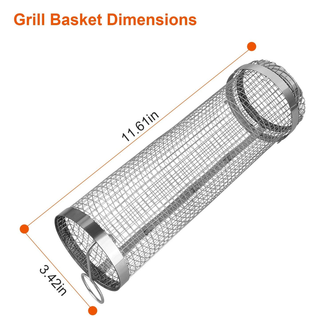 Skanto | 2-delt: Bærbar BBQ Rullende Kurv Rund Rustfritt Stål Grill