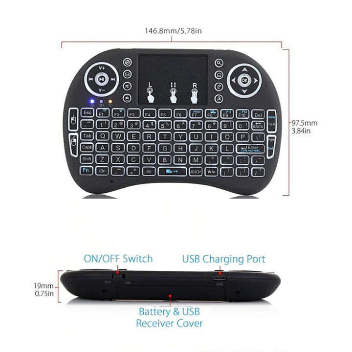 Skanto | LED Bakbelyst Trådløs Mini Tastatur