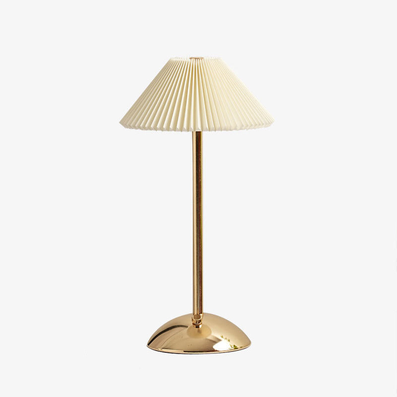 Norvo | Moderne skandinavisk oppladbar jernstoff cone plisserte LED bordlampe for nattbord