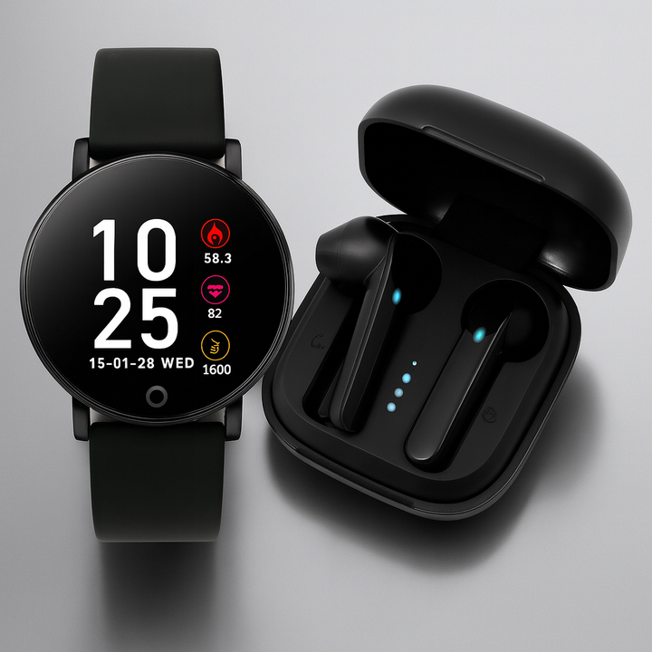Skanto | Smartklokke Fitness Tracker Trådløse Ørepropper Sett