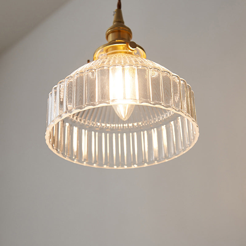 Rustikk Pendellampe med Ripplet Glass - Industriell Design | Skanto