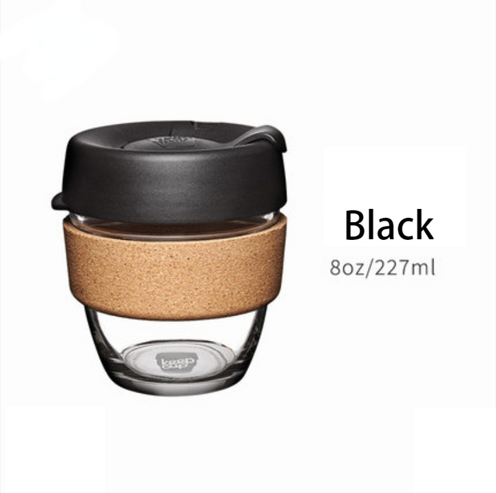 Skanto | Brukbar og bærbar glasskaffekopp med lokk og sleeve, for hjem, reise og mer