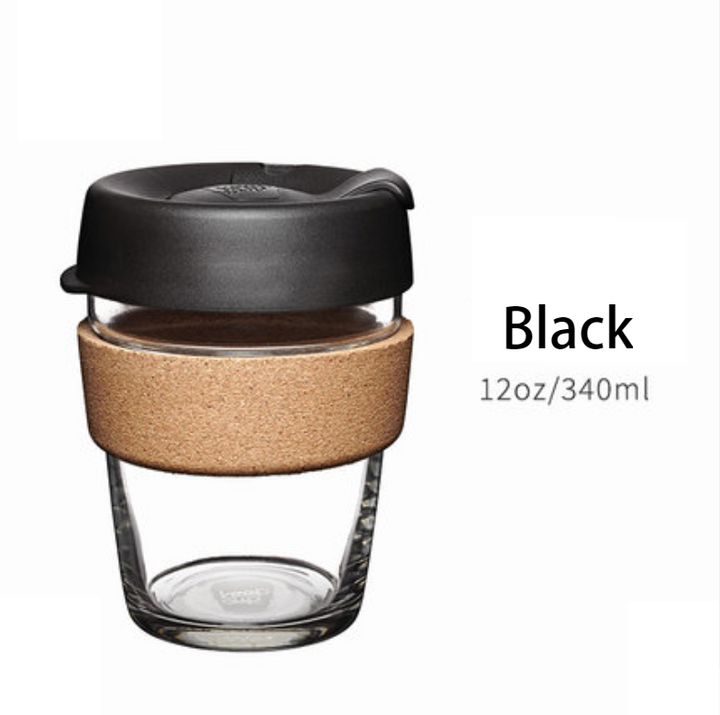 Skanto | Brukbar og bærbar glasskaffekopp med lokk og sleeve, for hjem, reise og mer