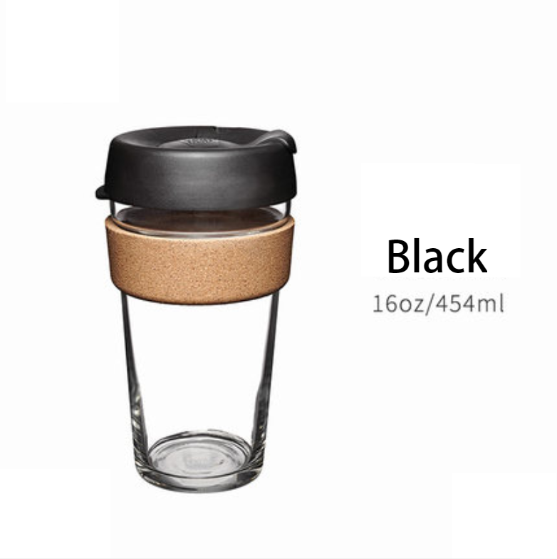 Skanto | Brukbar og bærbar glasskaffekopp med lokk og sleeve, for hjem, reise og mer