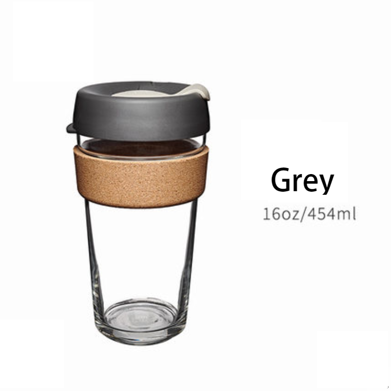 Skanto | Brukbar og bærbar glasskaffekopp med lokk og sleeve, for hjem, reise og mer