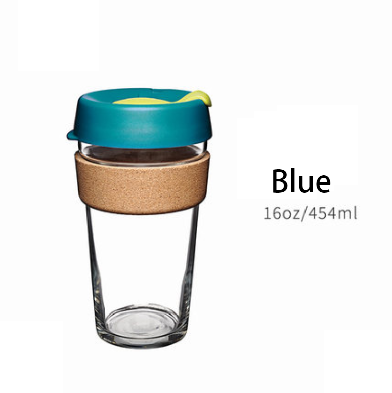 Skanto | Brukbar og bærbar glasskaffekopp med lokk og sleeve, for hjem, reise og mer