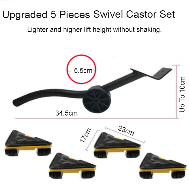 Norvo | Mini Gulvjekk med Svingbare Hjul, Anti-frakoblingsdesign, Sterk Lastbærende Kapasitet, for Hjemmebruk, Flytting av Tunge Gjenstander