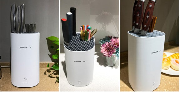 Skanto | Automatisk Intelligent Desinfeksjon Tørke Knivholder med UV Desinfeksjon, Høy Temperatur Tørking, Stor Kapasitet, Vaskbar Modul & Energi Sparing