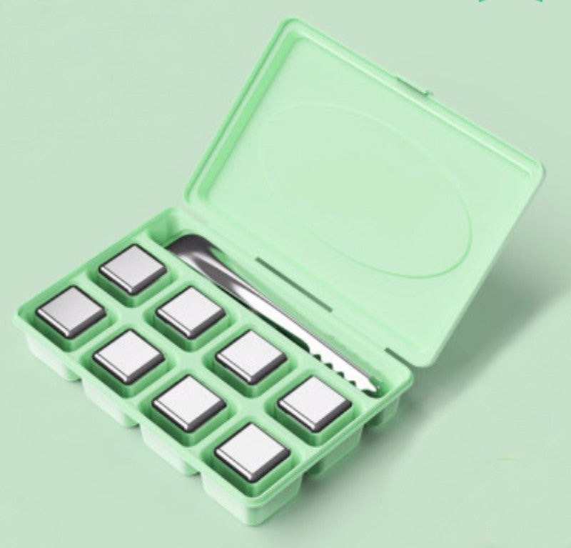 Norvo | Gjenbrukbare 304 rustfrie stålisbiter, med 3-minutters hurtigkjøling og bærbar oppbevaringsboks, uten å fortynne smaken, for drinker, kaffe, vin og mer