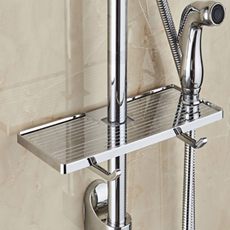 Skanto | Justerbar badehåndklapp holder sjampo lotion brett organizer hyller, uten punching, enkel å installere, sterk belastningsevne, for baderomsoppbevaring
