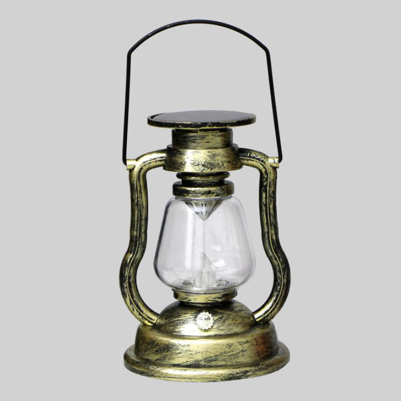 Solcelledrevet retro parafinlampe, hestelampe, LED utendørsbelysning for hage og terrasse, bærbar flammelyslampe