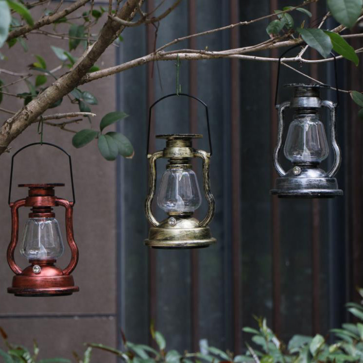 Solcelledrevet retro parafinlampe, hestelampe, LED utendørsbelysning for hage og terrasse, bærbar flammelyslampe