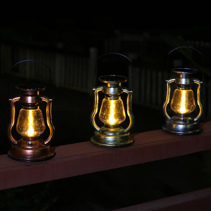 Solar Retro Kerosene Lampe Hest Lampe LED Utendørs Hage Patio Dekorasjon Bærbar Flamme Stearinlys Lys | Skanto