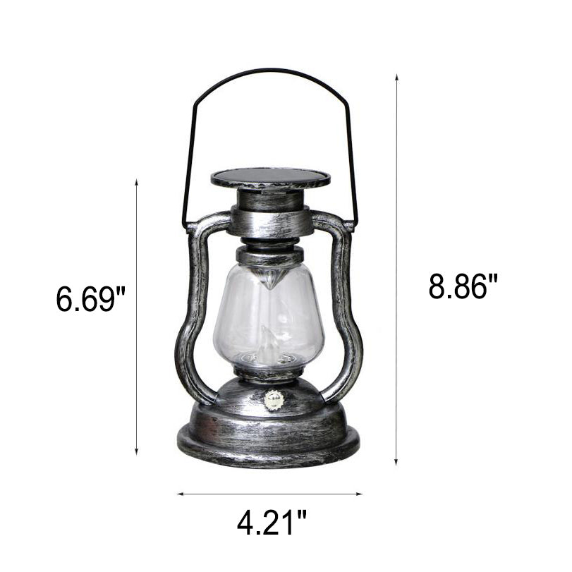 Solcelledrevet retro parafinlampe, hestelampe, LED utendørsbelysning for hage og terrasse, bærbar flammelyslampe