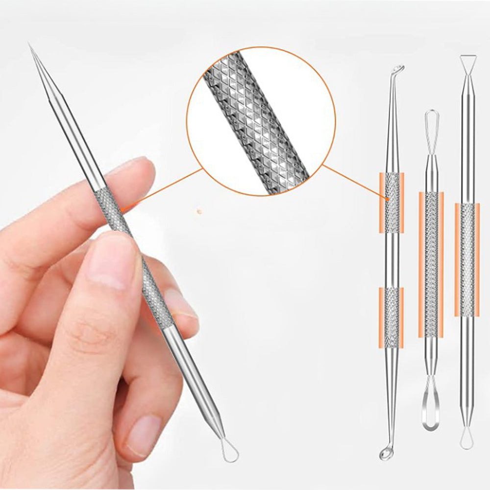 Skanto | Rustfritt stål blackhead remover pimple popper verktøysett med metallboks