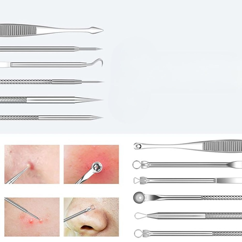 Skanto | Rustfritt stål blackhead remover pimple popper verktøysett med metallboks