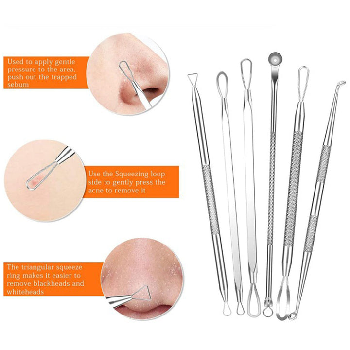 Skanto | Rustfritt stål blackhead remover pimple popper verktøysett med metallboks