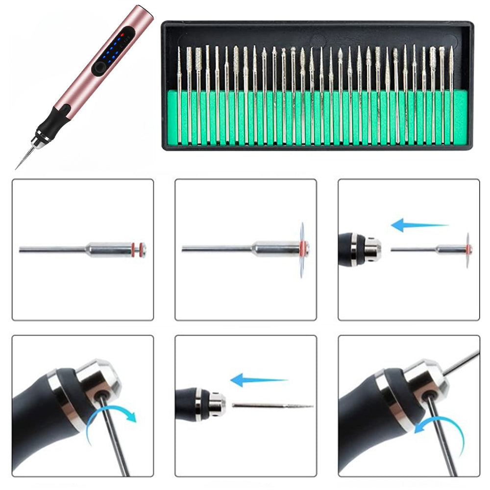 Norvo | Elektrisk profesjonell gravering penn for smykker glass tre stein metall - USB oppladbar