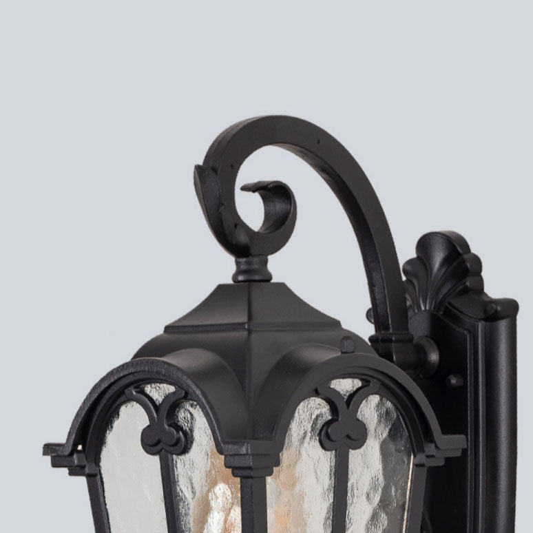 Tradisjonell europeisk kvadrilateral vindusformet aluminiums glass 1-lyskilde vegglampe for utendørs patio | Skanto
