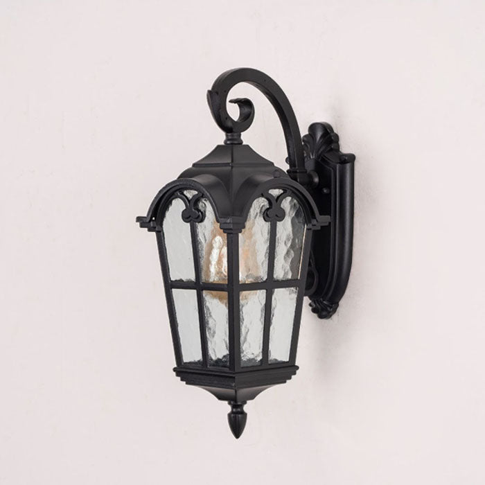 Tradisjonell europeisk kvadrilateral vindusformet aluminiums glass 1-lyskilde vegglampe for utendørs patio | Skanto
