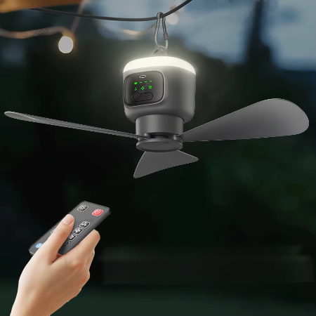 Ultimativer wiederaufladbarer Deckenventilator for Außenbereich med 12000 mAh Kapazität og LED-Beleuchtung