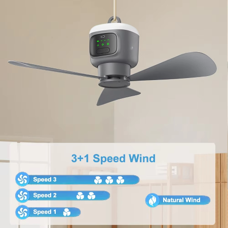 Ultimativer wiederaufladbarer Deckenventilator for Außenbereich med 12000 mAh Kapazität og LED-Beleuchtung