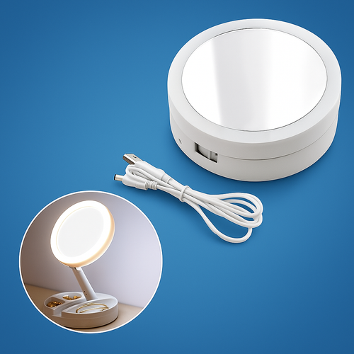 Sidet forstørrelsesspeil – LED-belysning – 10× forstørrelse – Sminke & plukking Skanto
