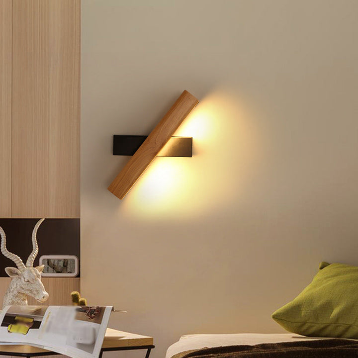 LinearLight - Moderne roterbar LED vegglampe laget av tre for soverom og lesekroker | Minimalistisk design | Skanto