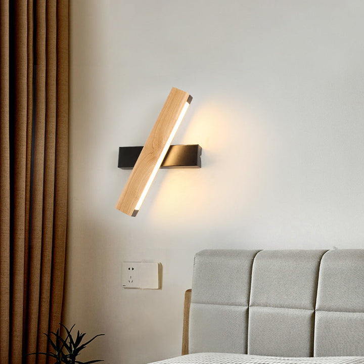 LinearLight - Moderne roterbar LED vegglampe laget av tre for soverom og lesekroker | Minimalistisk design | Skanto