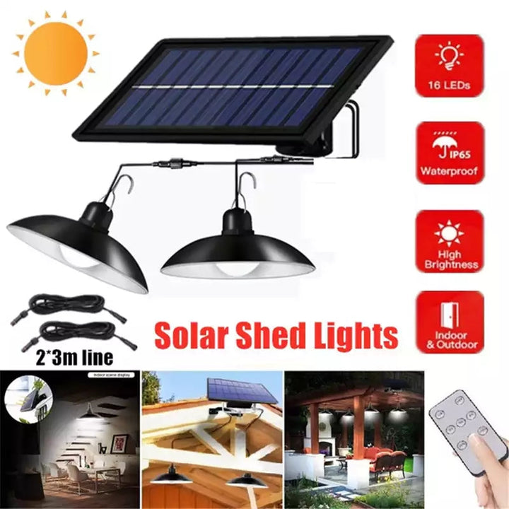 SolarDuo LED Lamp Sett på Solenergi med Fjernkontroll | Skanto