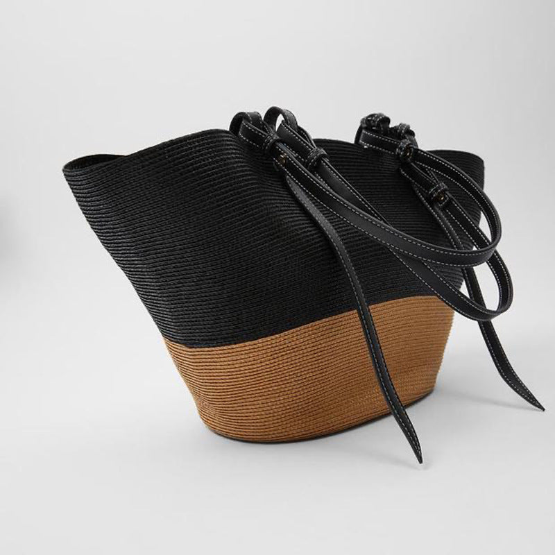 Spacious basket bag with elegant leather details Skanto