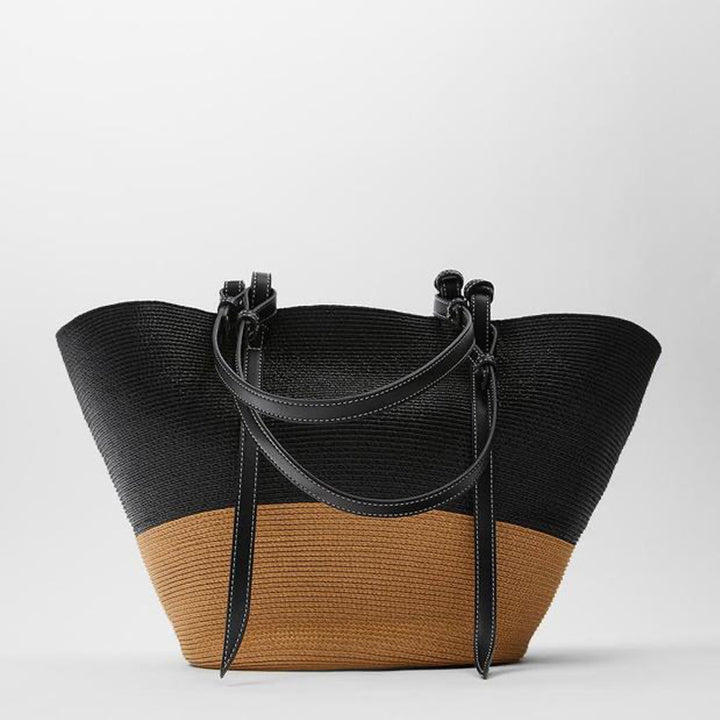 Spacious basket bag with elegant leather details Skanto