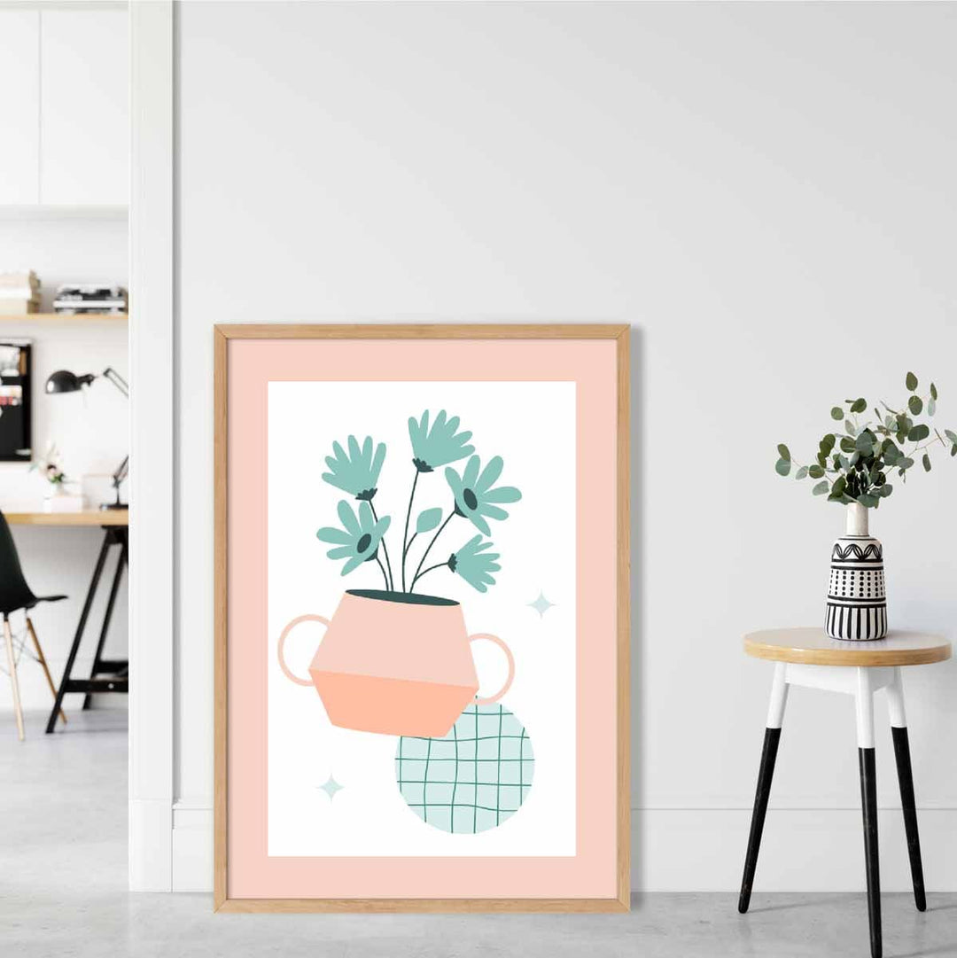 Boho kjøkken pastellfarger rosa blå plakat nr. 1