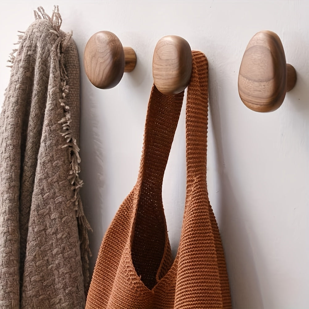 Skanto | WoodCraft Trevegghooker Sett – Håndlaget design av valnøtt og bøk tre