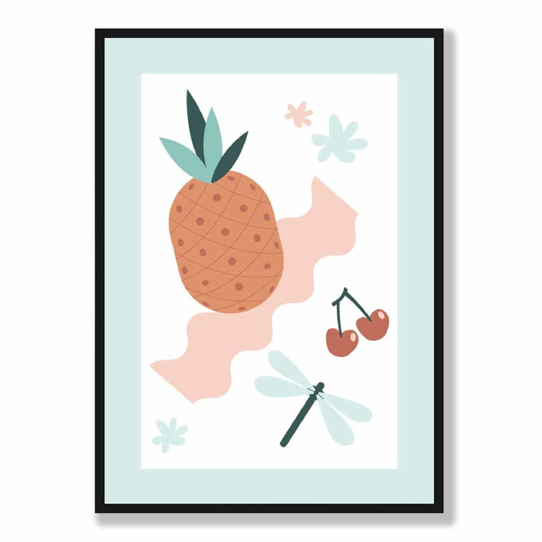 Bohemsk kjøkkenplakat i pastellrosa og blått nr. 2