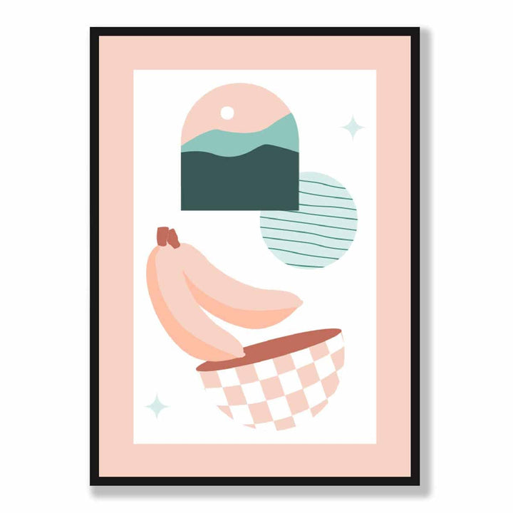 Bohemsk kjøkkenplakat i pastellrosa og blått nr. 3