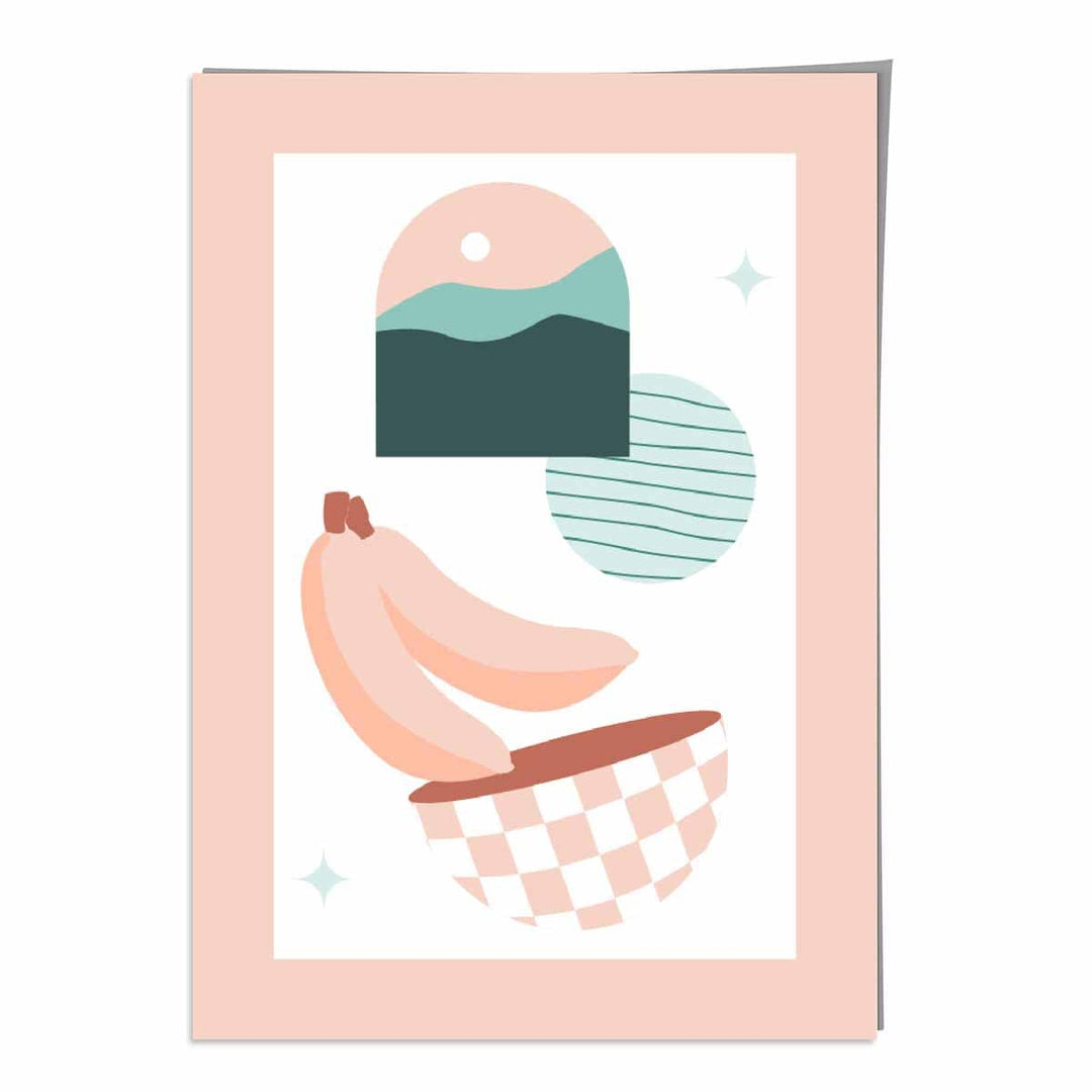 Bohemsk kjøkkenplakat i pastellrosa og blått nr. 3