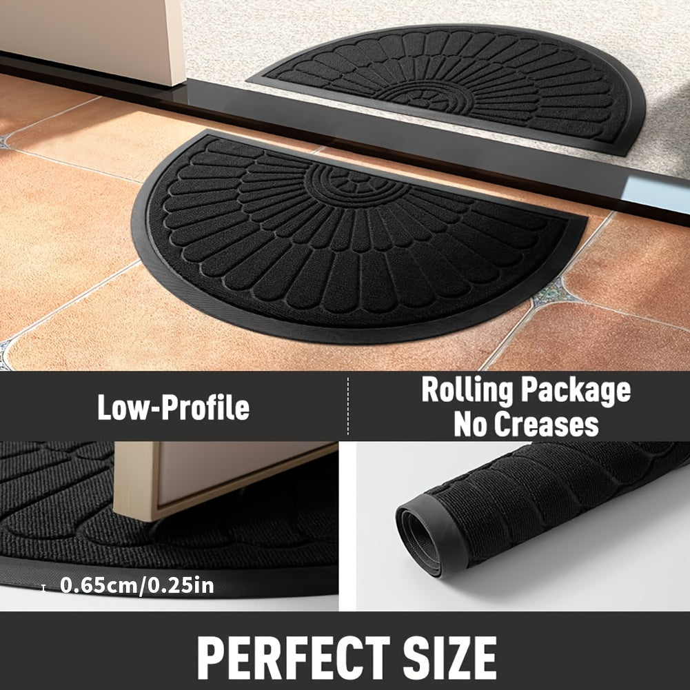 Skanto | Halvrund dørmatte gummi – Slitesterk og skridsikker for innendørs og utendørs